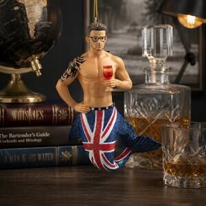 December Diamonds Union Jack Merman Ornament 55-55014 2016 Boxed UK Flag Retired